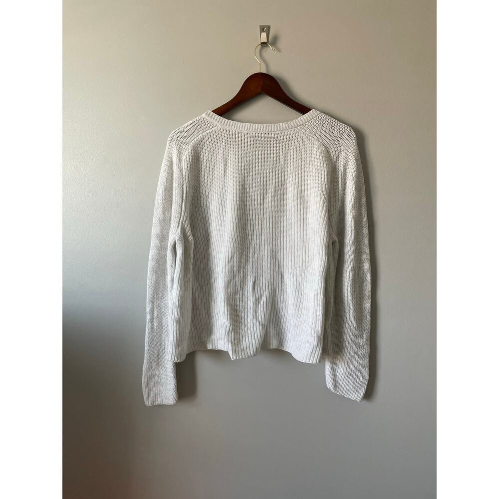 Eileen Fisher White Knit Raglan Sweater cotton lyocel sz M - Picture 3 of 9